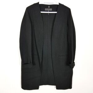 rag & bone Women Wool Blend Open Front Trench Jacket Coat sz 6 Black Pockets